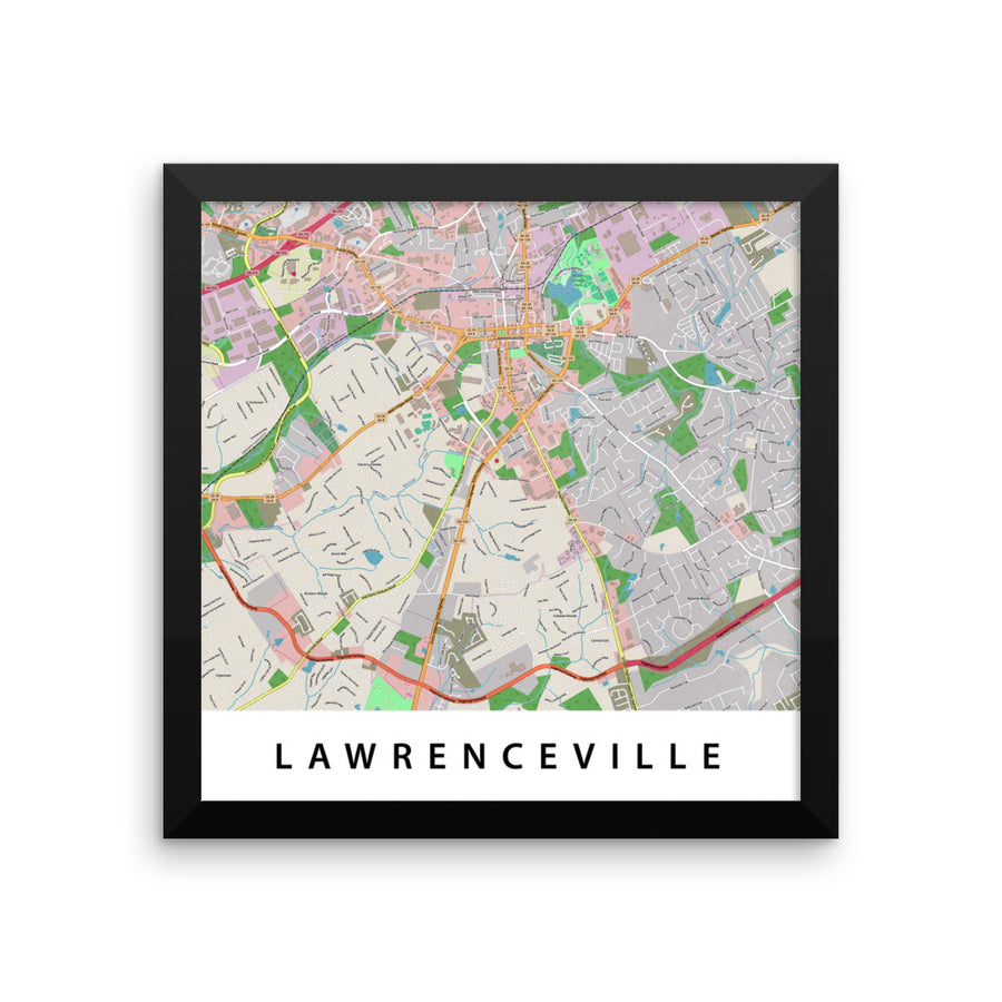 Lawrenceville GA Map Framed Print Passion Fury   Mockup 94b57588 900x 