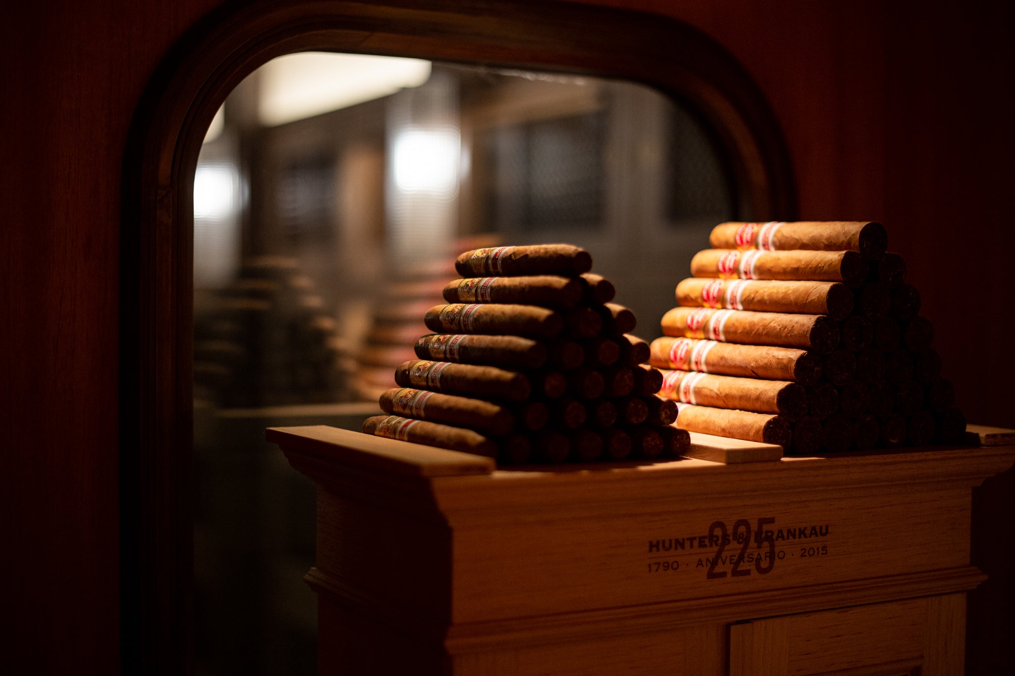 Cigars ready for guests within the stunning walk-in humidor at Oscuro.