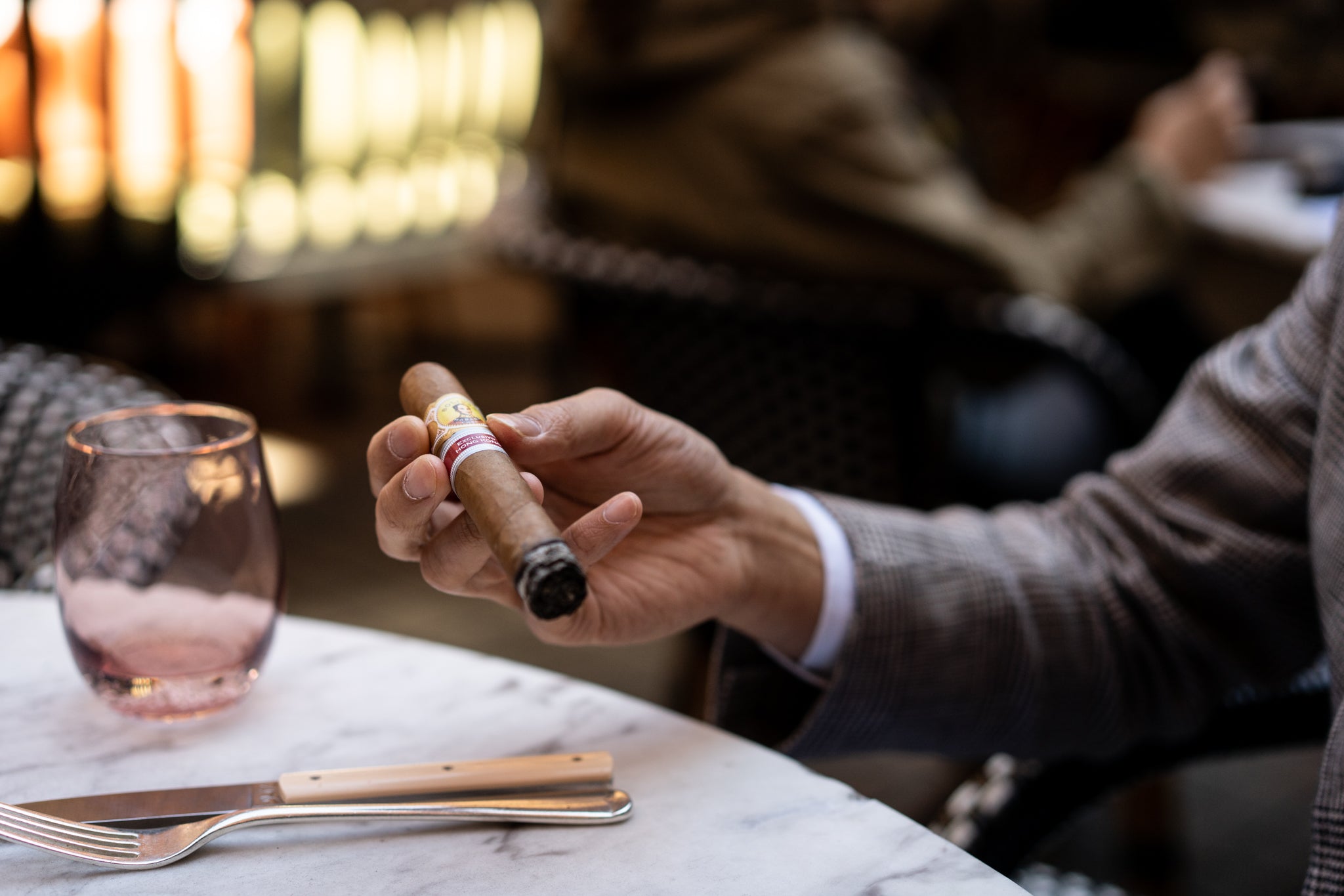 Buzz Tang enjoying a Bolivar at Chiltern Firehouse, London.