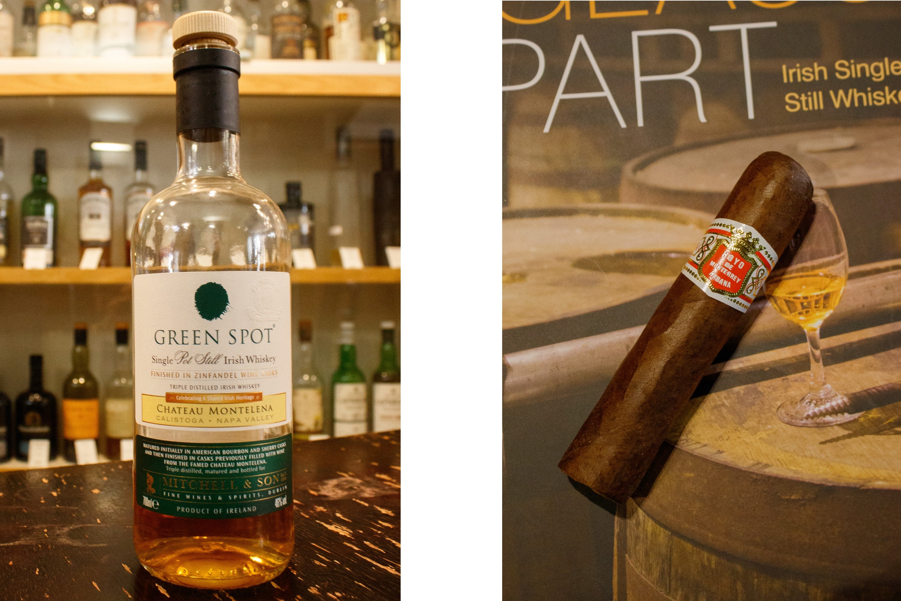 Whisky Green Spot et Hoyo de Monterrey Petit Robusto