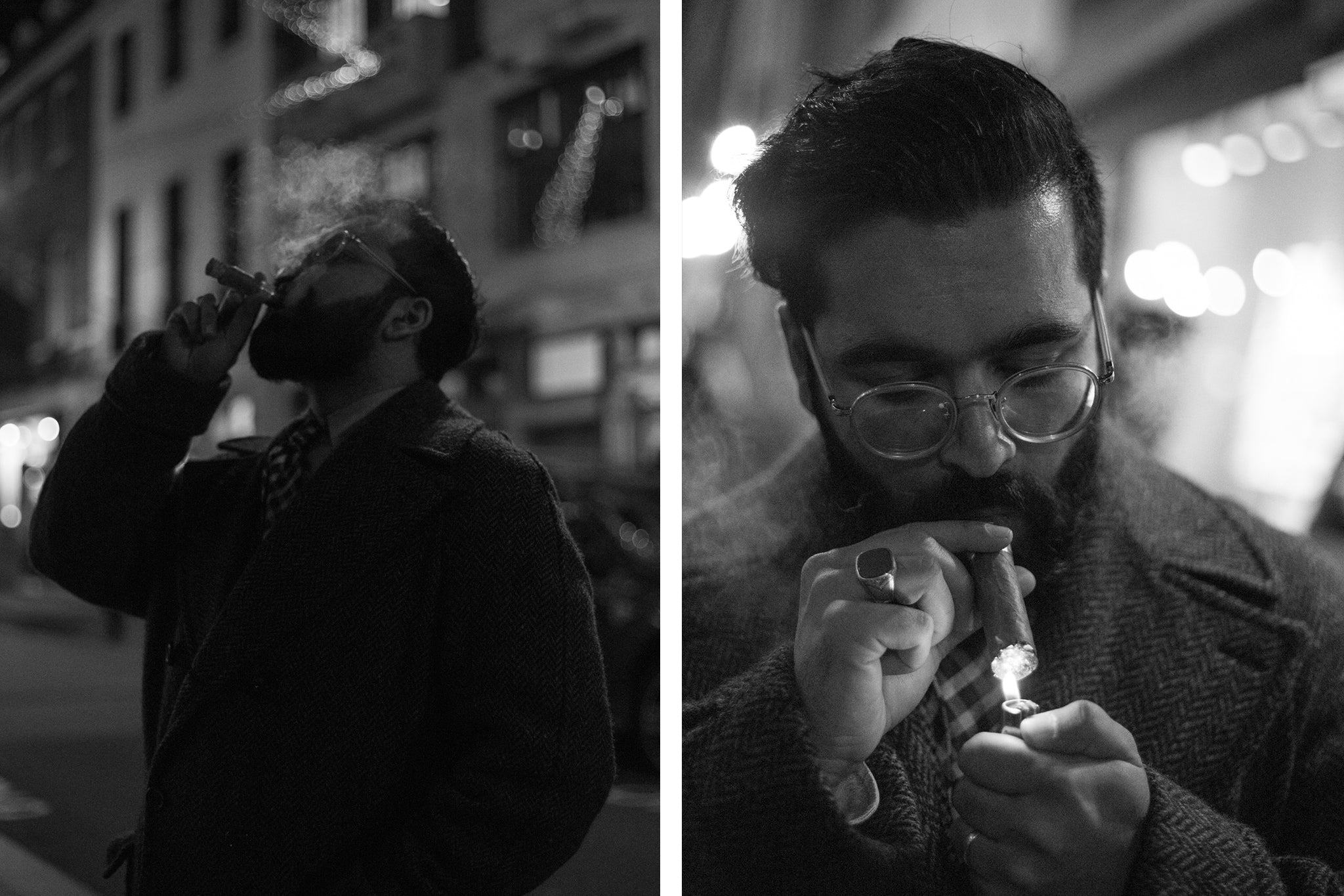 Rikesh Chauhan smokes a Trinidad Vigia on Savile Row