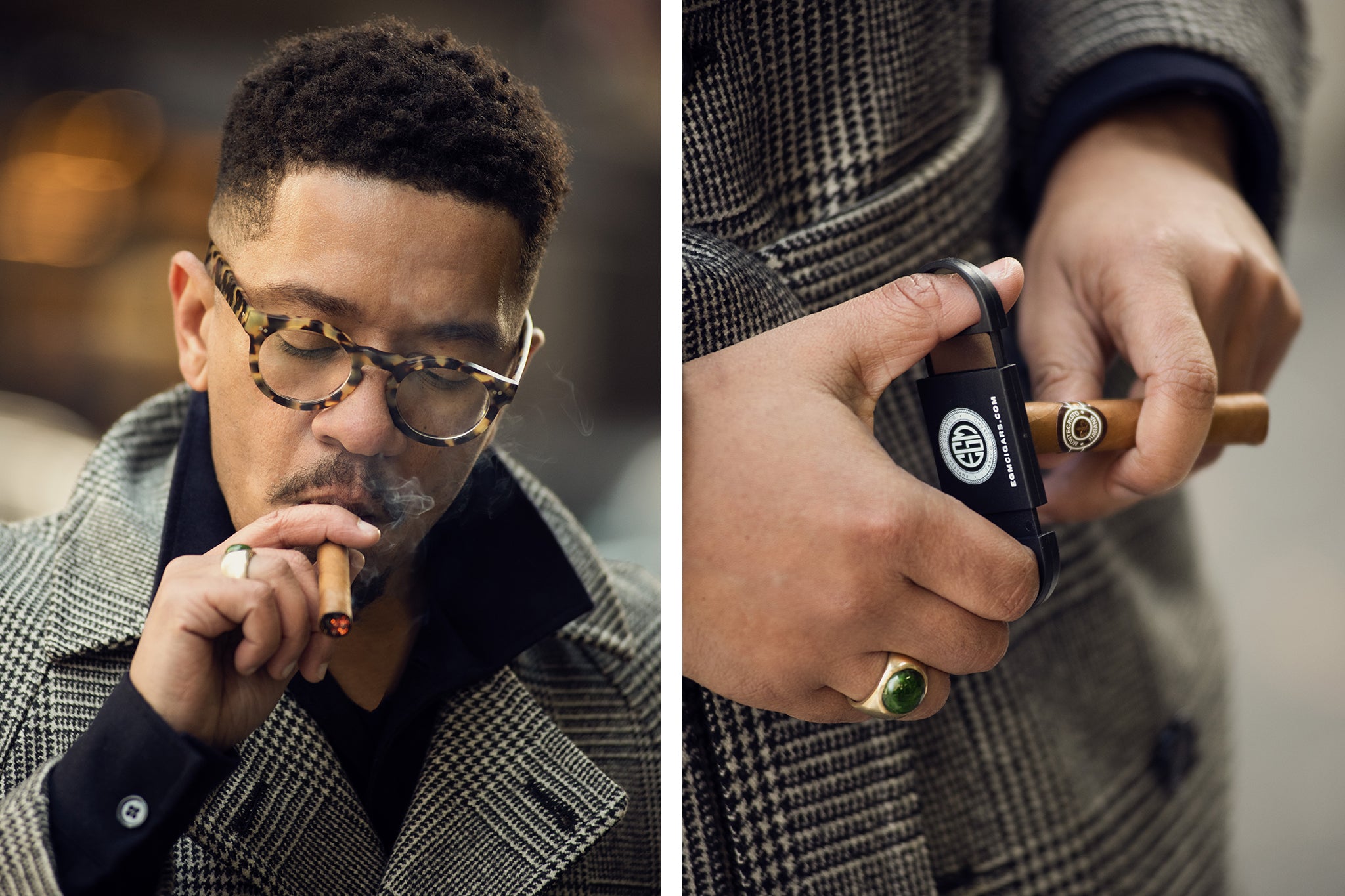 Ontario Armstrong smokes a Montecristo in his interview with EGM Cigars.