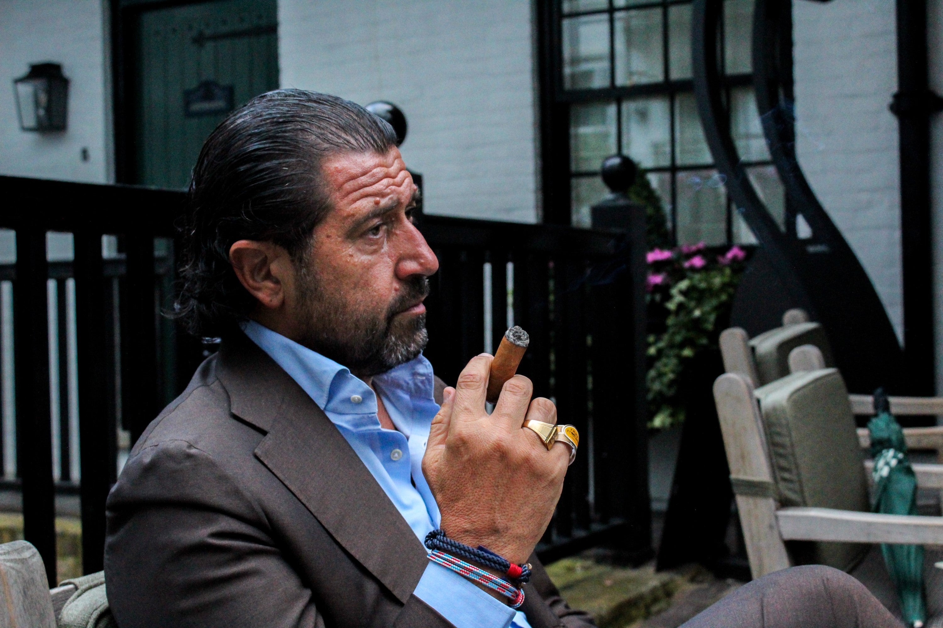 Damiano Annunziato enjoys a cigar at The Stafford