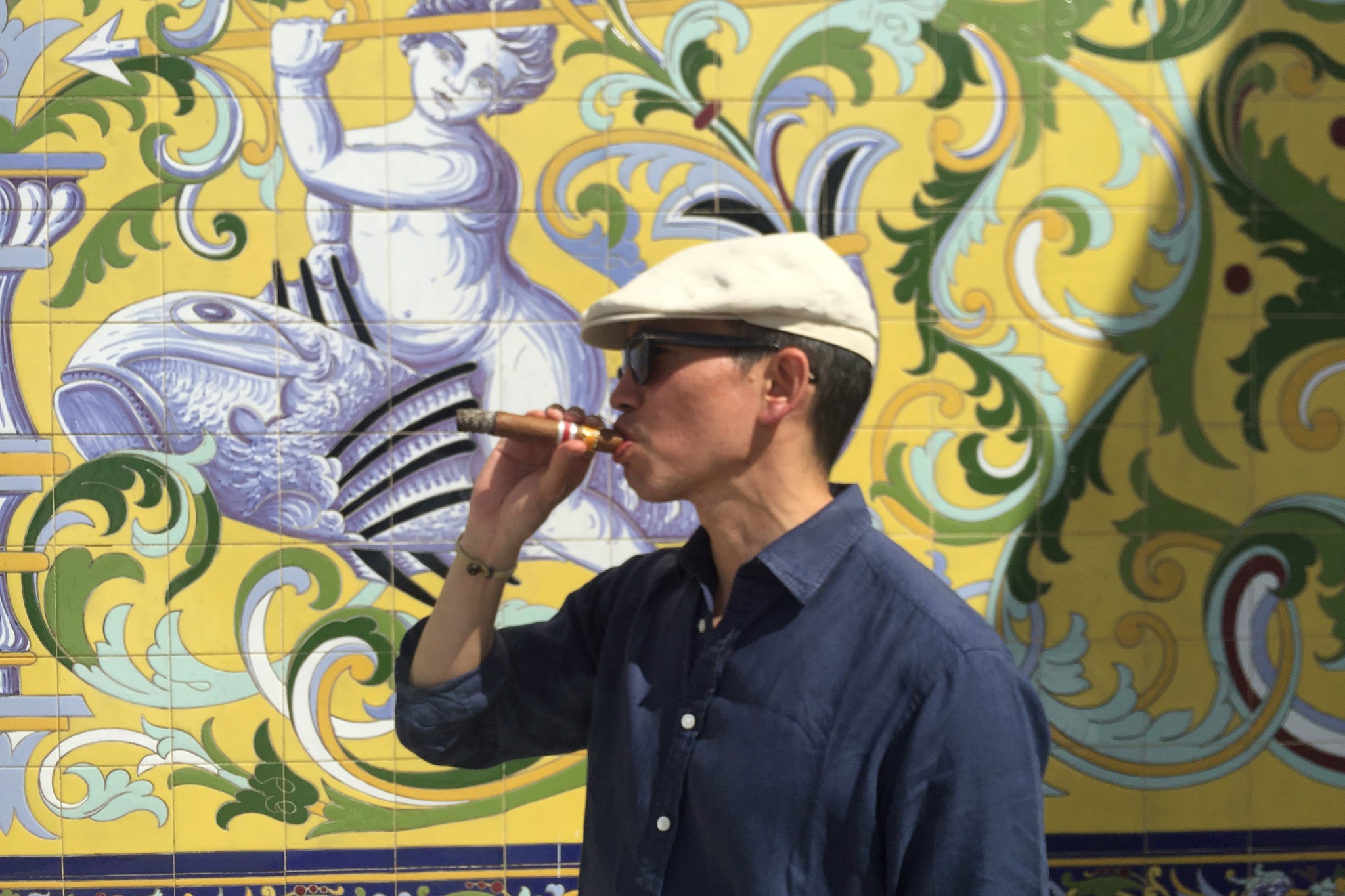 Richard Duckworth smoking a cigar in Jerez