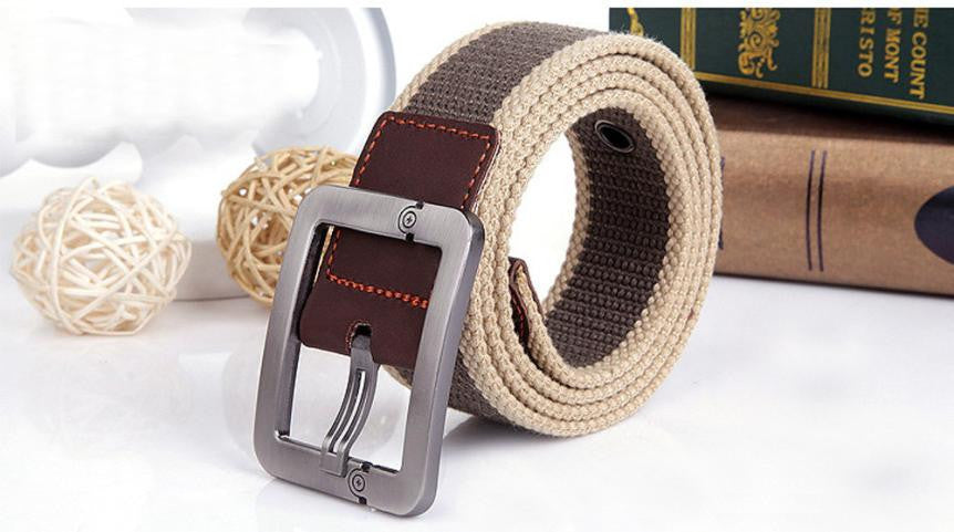 Canvas Belt Unisex Automatic Square Buckle Waist Strap Sports Kn