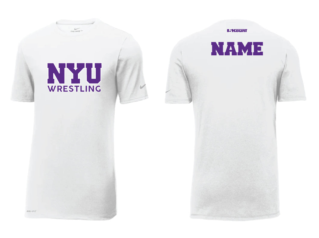 Nyu Nike Dri Fit Cotton Poly Tee Black White 5kount