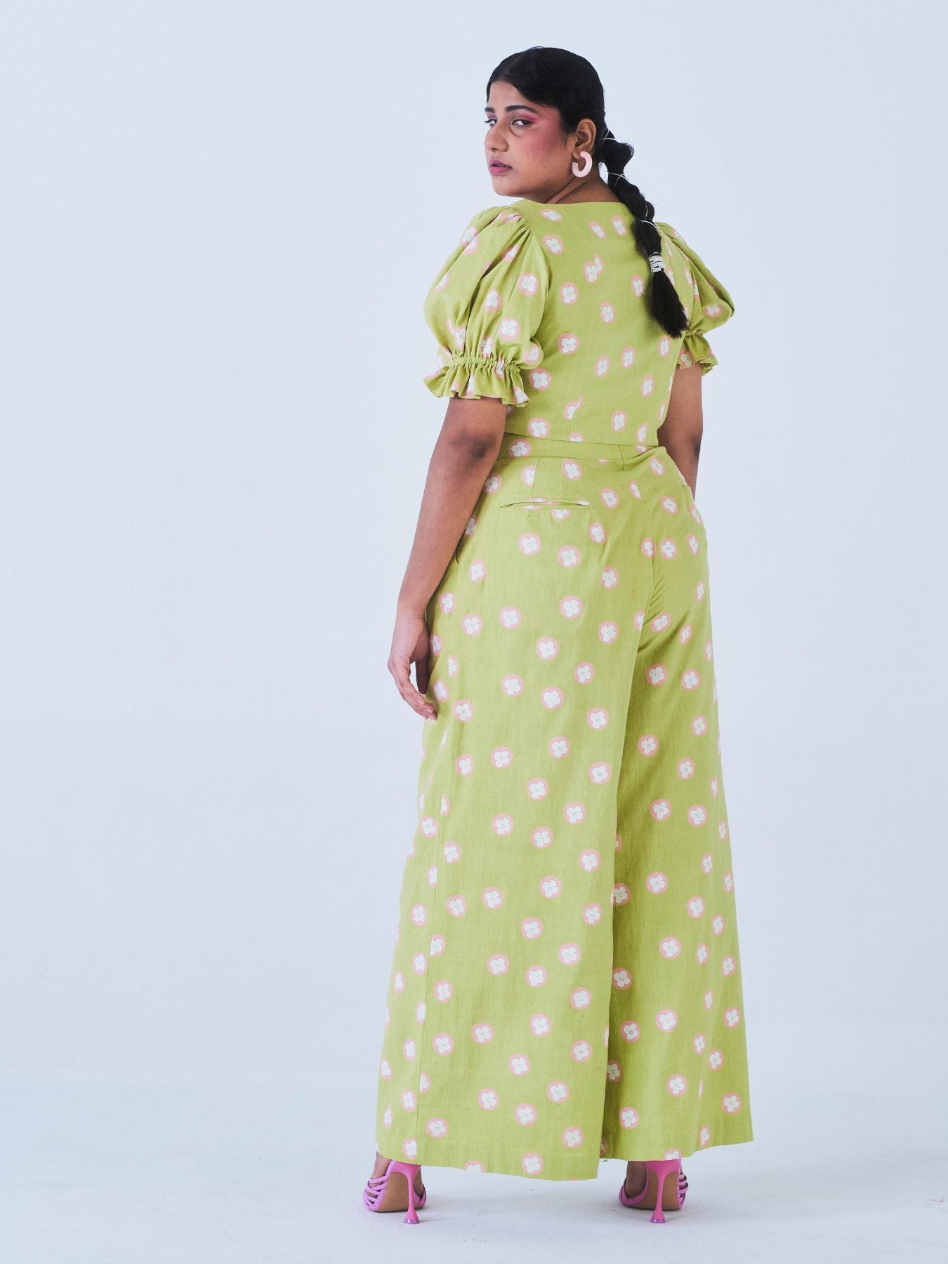 Relevé Fashion | Little Things Studio Mogra Co-ord Set, Green Polka Dots