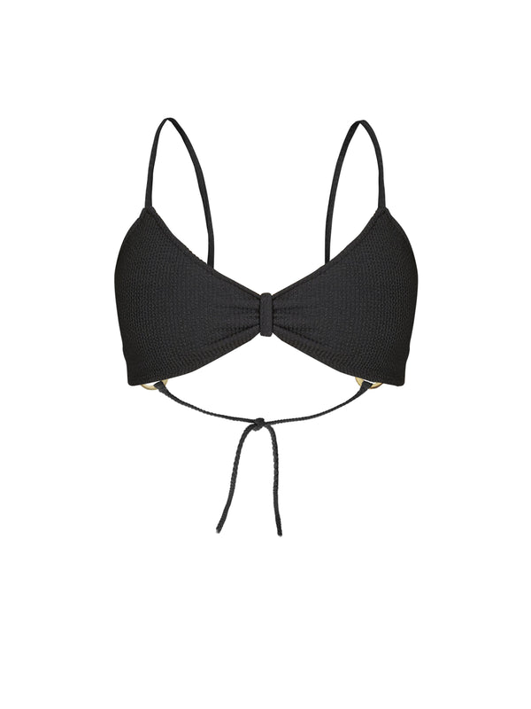 Relevé Fashion | SixtyNinety Sophia Textured Bikini Top, Black