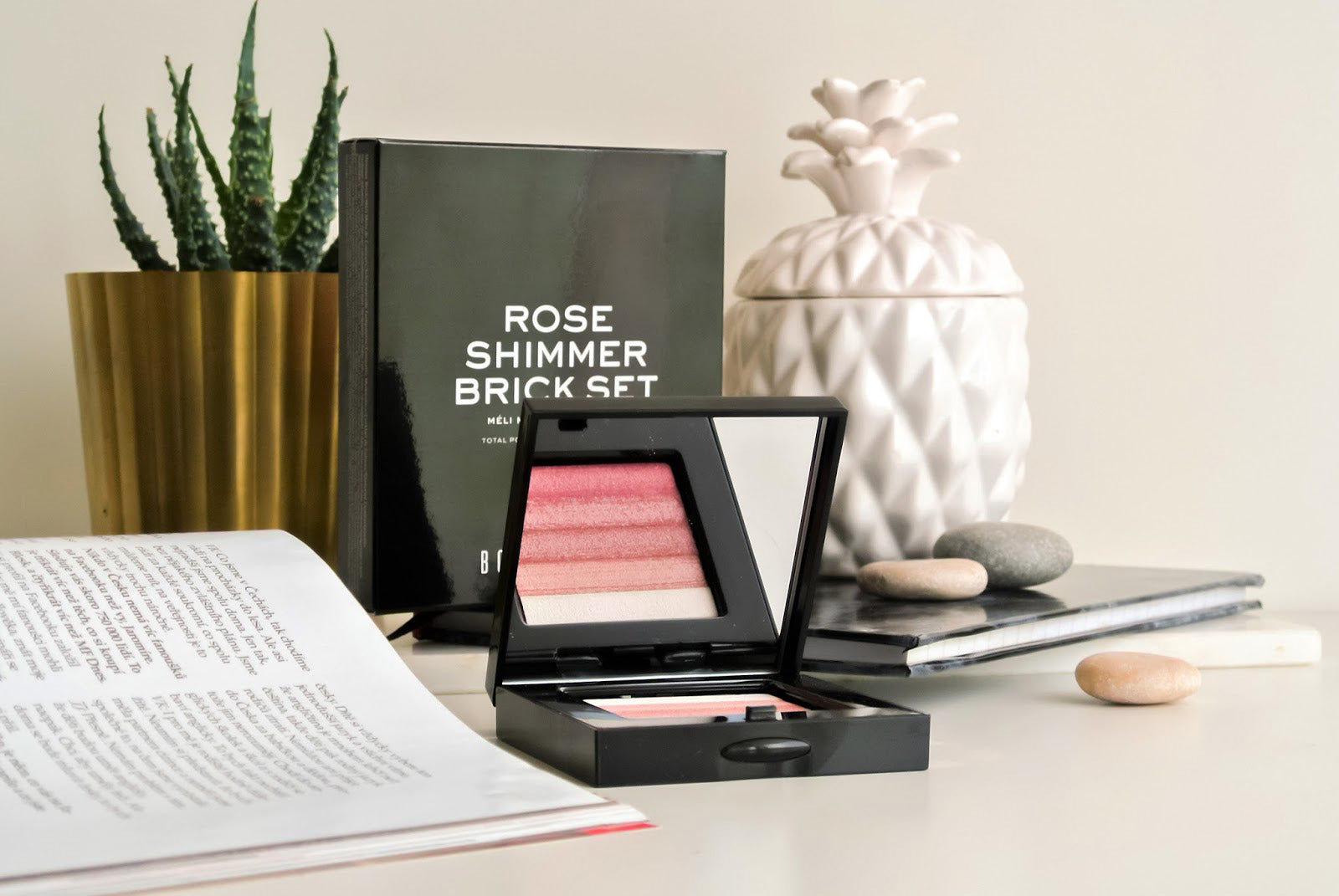 BOBBI BROWN SHIMMER BRICK ROSE & FACE BLENDER BRUSH // NOVINKY #6