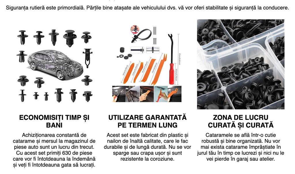 set cleme auto, nituri plastic