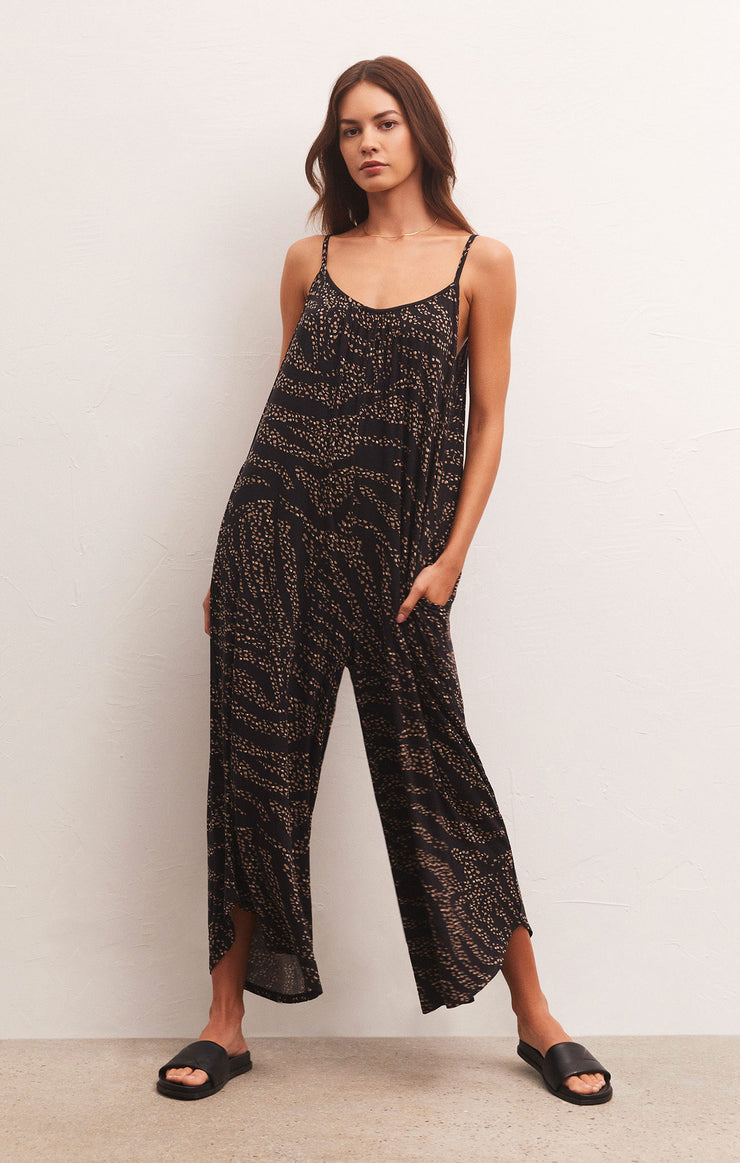 Black Floral Print Flared Jumpsuit – Imara