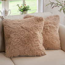 Cheer Collection Shaggy Long Hair Throw Pillows - Super Soft and Plush Faux Fur Accent Pillows - 20 x 20 inches - Set of 2 Nav Image 71