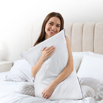 Cheer Collection Set of 2 Adjustable Layer Pillows - Two Bed Pillows with Removable Gel Fiber Fill Inserts for Sleeping Nav Image 3