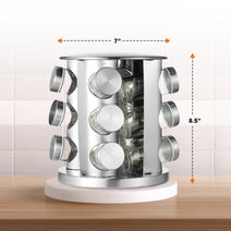 Cheer Collection Rotating Spice Rack for Countertop with 12 Jars, Stainless Steel Revolving Storage Organizer for Spices and Seasonings, plus Dry Erase Marker and 48 Reusable Labels Nav Image 4