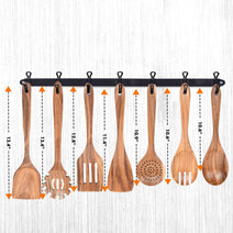 Cheer Collection 7 Piece Elegant Wooden Kitchen Utensils Set Nav Image 4