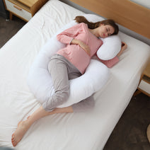 Cheer Collection Hypoallergenic Down Alternative Premium Total Body J Shaped Pillow Washable Cover Nav Image 2