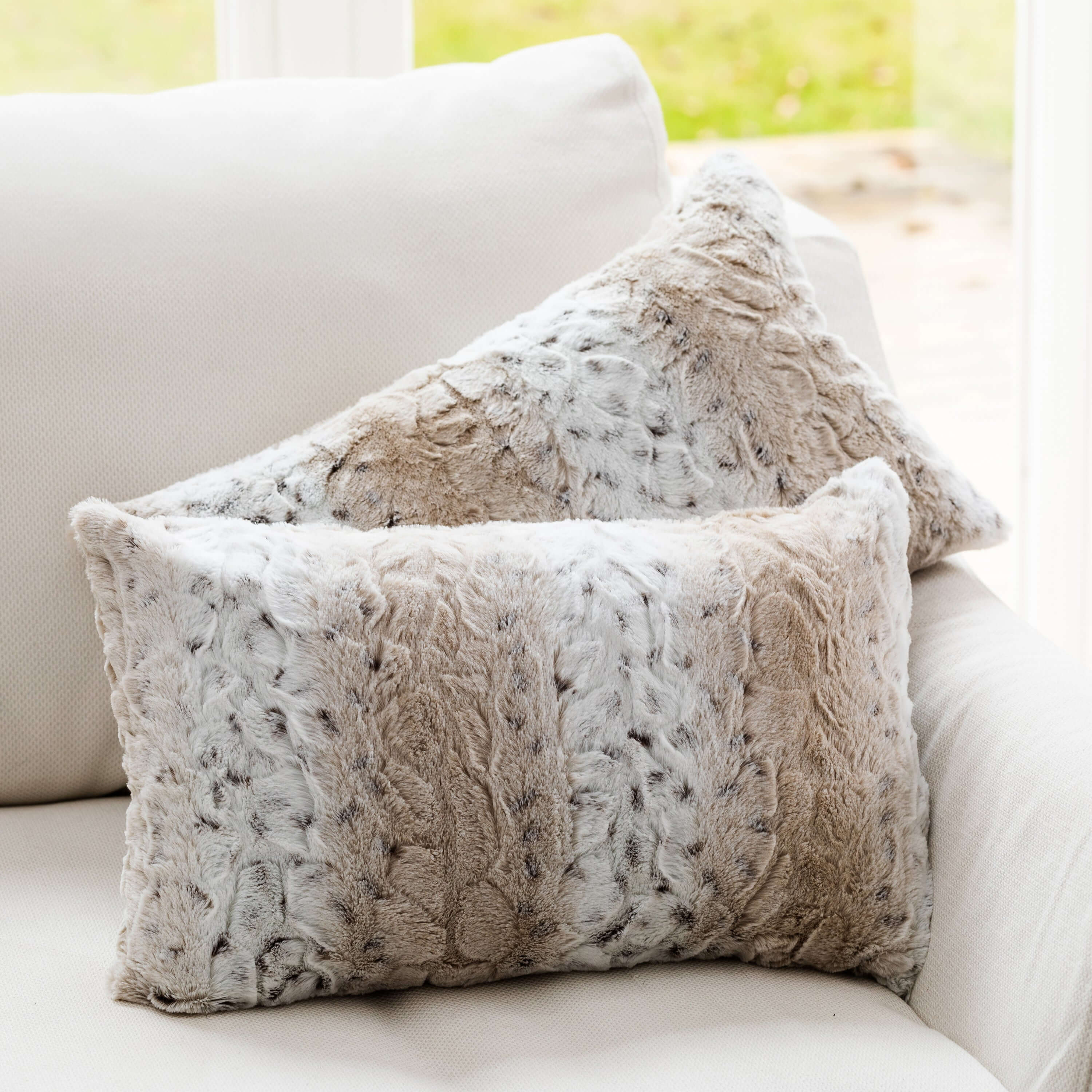 Cheer Collection Embossed Faux Fur Throw Pillows - 18 x 18 - White