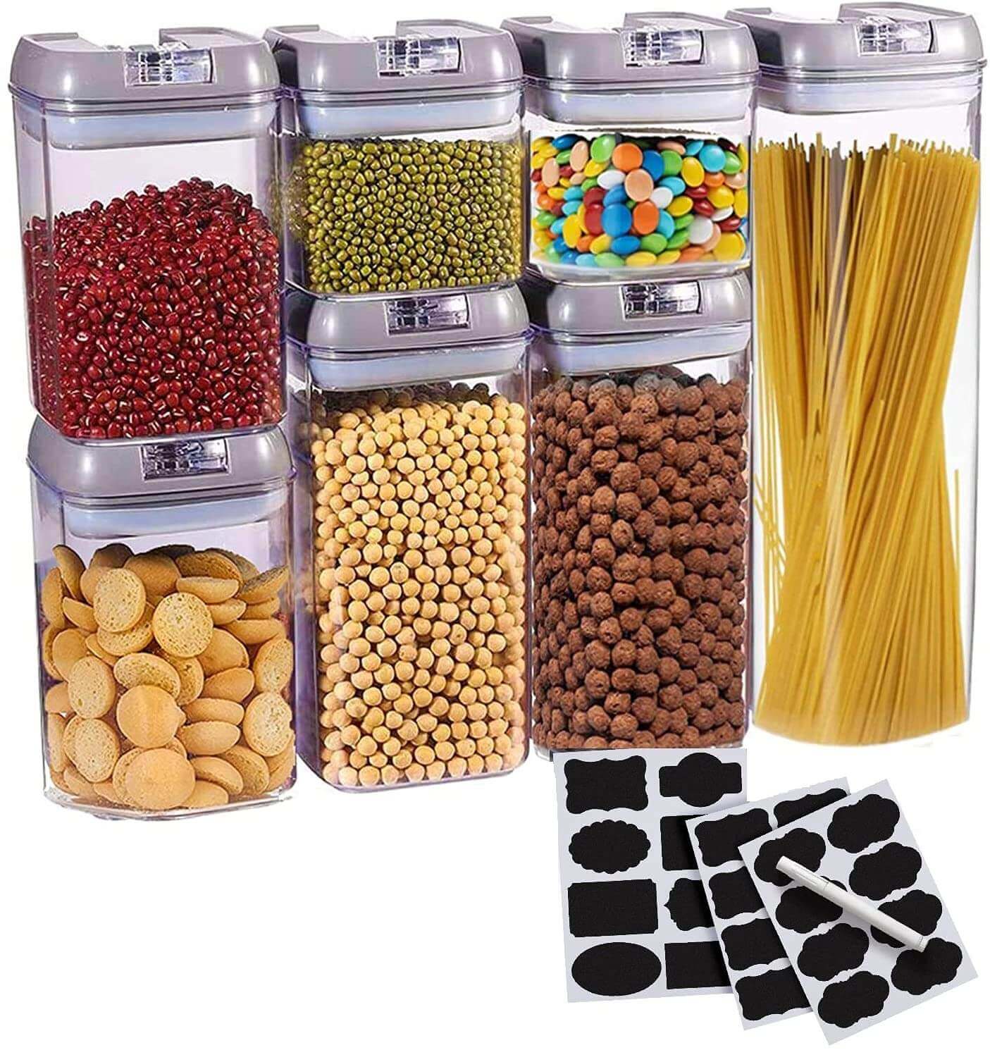 Airtight Food Storage Containers - 5 Piece Set - Air Tight Lid - Kitchen &  Pantry Containers - Clear Thick Plastic Canisters - BPA-Free - Keeps Food