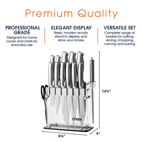 Cheer Collection 14 Piece Stainless Steel (18/0) Assorted Knife Set &  Reviews