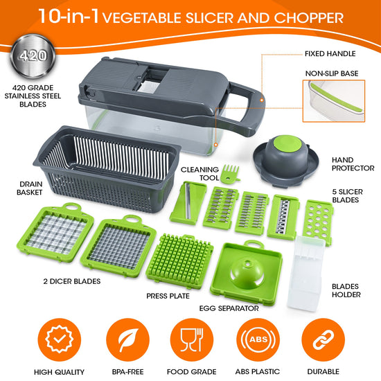 Cheer Collection 10 In 1 Food Slicer And Vegetable Cutter With 8