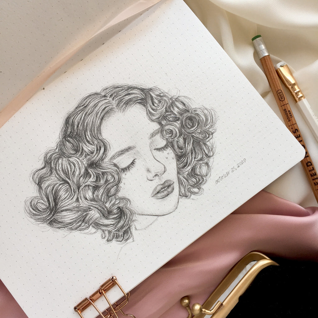 Rêverie Bullet Journal Pencil Portrait Drawing 