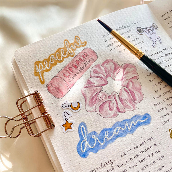 Mellow Days, Reverie Watercolor Bullet Journal, Painting illustrations by Cynthia