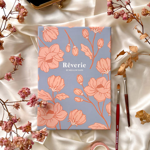 Rêverie Watercolor Bullet Journal, Floral Collection Delphinium Bleu Notebook 