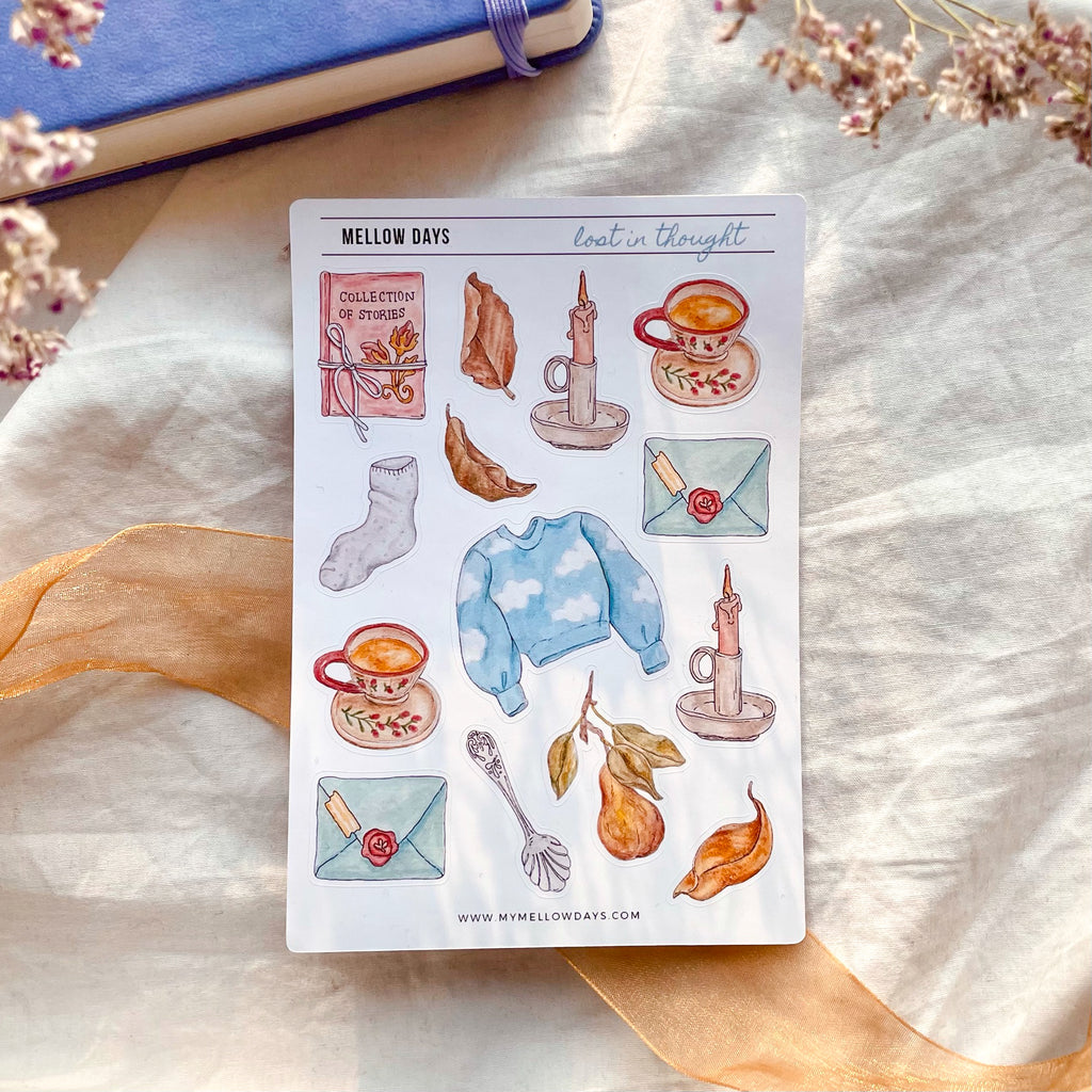 Lost in Thought - Sticker Sheet | Handmade Bujo Stickers – MELLOW DAYS