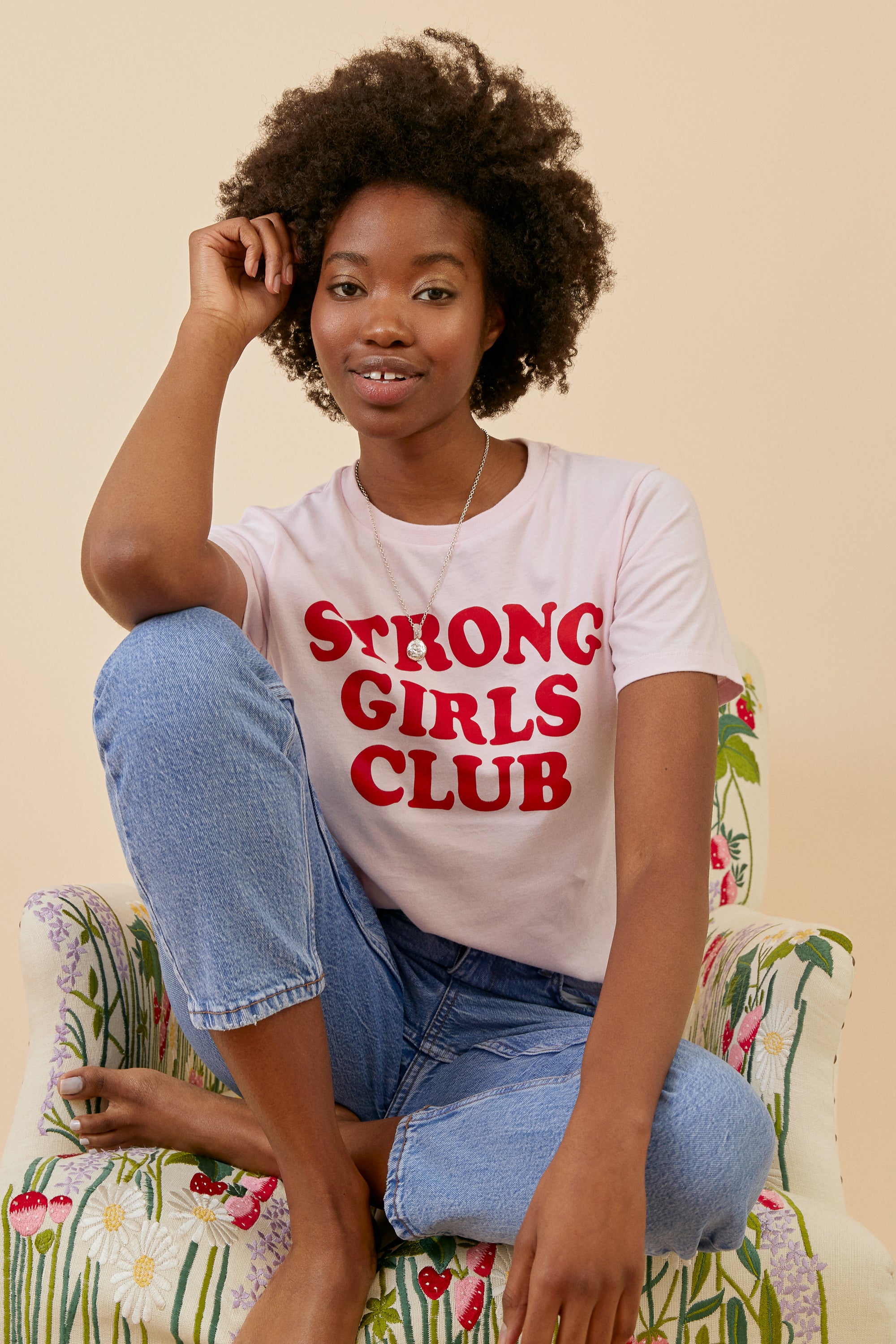 Strong Girls Club Crew White TShirt