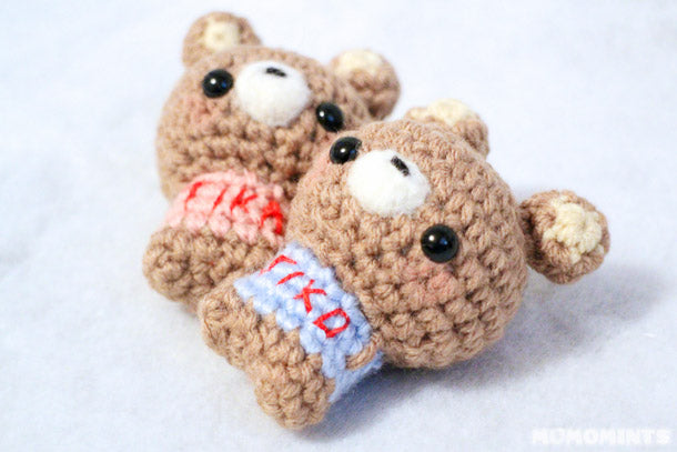 Valentine's Day Custom Order Handmade Amigurumi Bear Matching Couple Keychain Set