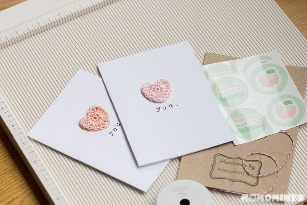 Custom Printed momomints Round Business Logo Stickers from moo.com featuring Crochet Heart Cards