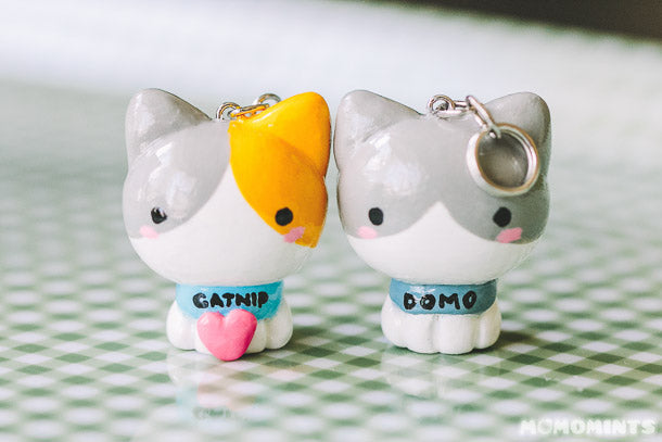Custom Handmade Cat Keychain Set for Couple