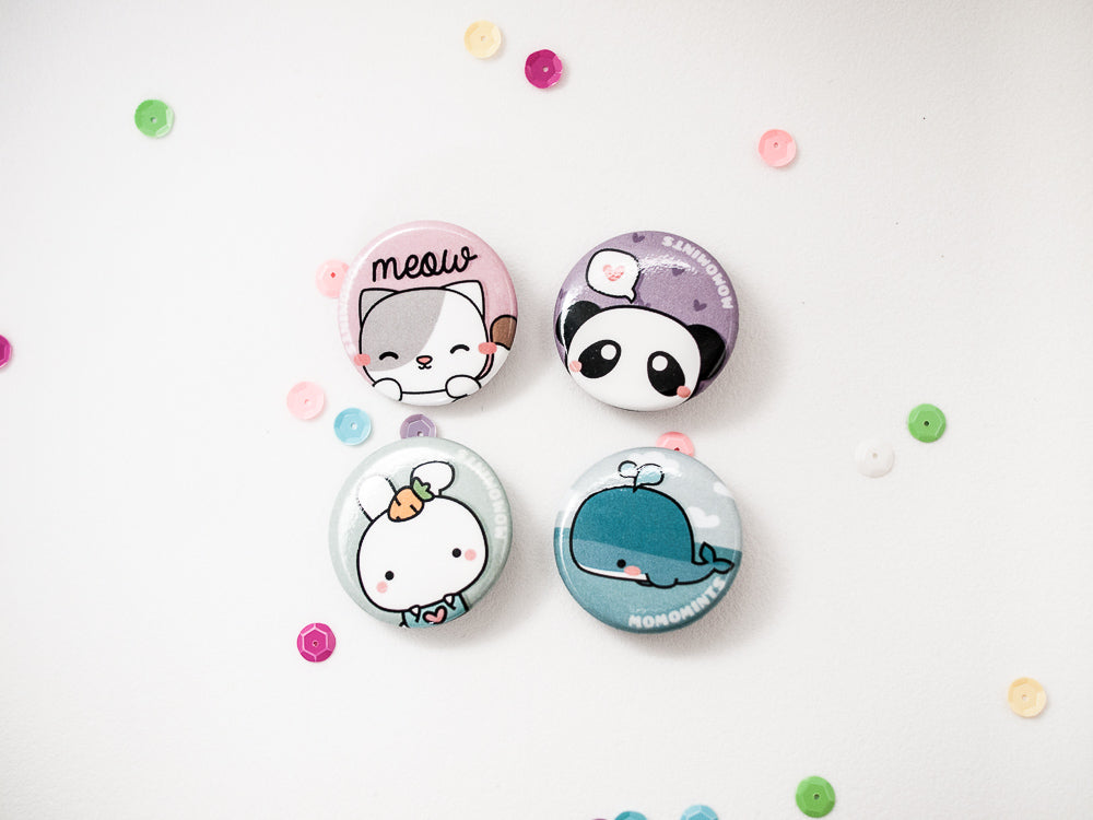 Momomints Cat Bunny Whale Panda Button Pins