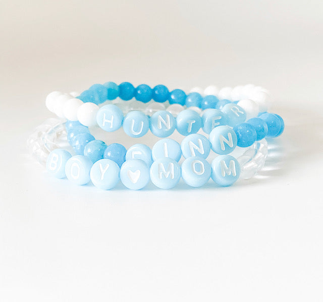 Design Your Own | Baby Blue Letter Bead Bracelet