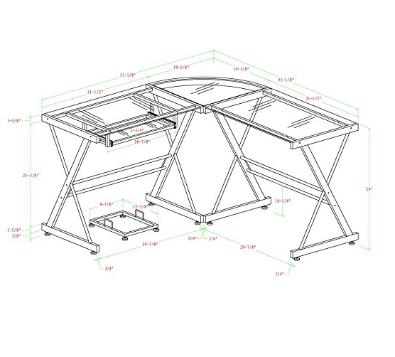 Ultra Modern L Shaped Glass Desk By Walker Edison Furnsy Furnsy