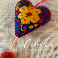 Mexican Felt Ornament Heart with Poms