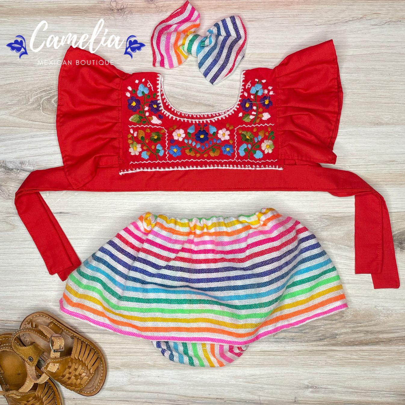 Cambaya Mexican Baby Crop Top and Skirted Bummie Set - Side Ties ...