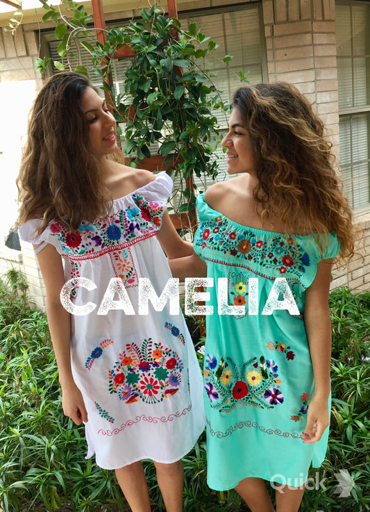 Off Shoulder Puebla Mexican Dress - Ruffle One Color – Camelia Mexican  Boutique