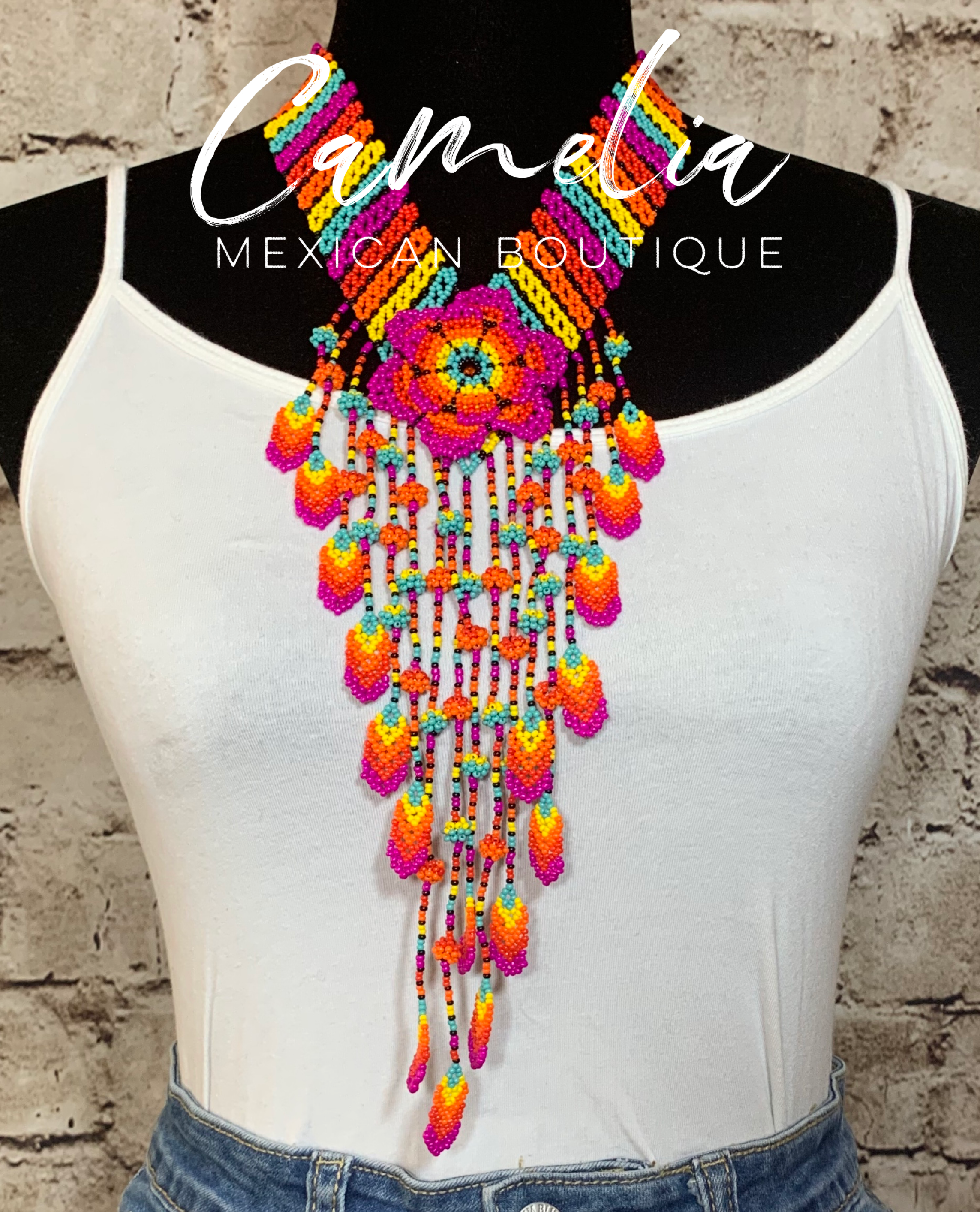 Mexican Jewelry. Beaded Mexican Necklace. Seed Beads Necklace. Huichol  Jewelry. Colorful Floral Jewelry. Huichol Necklace Handmade Jewelry. - Etsy