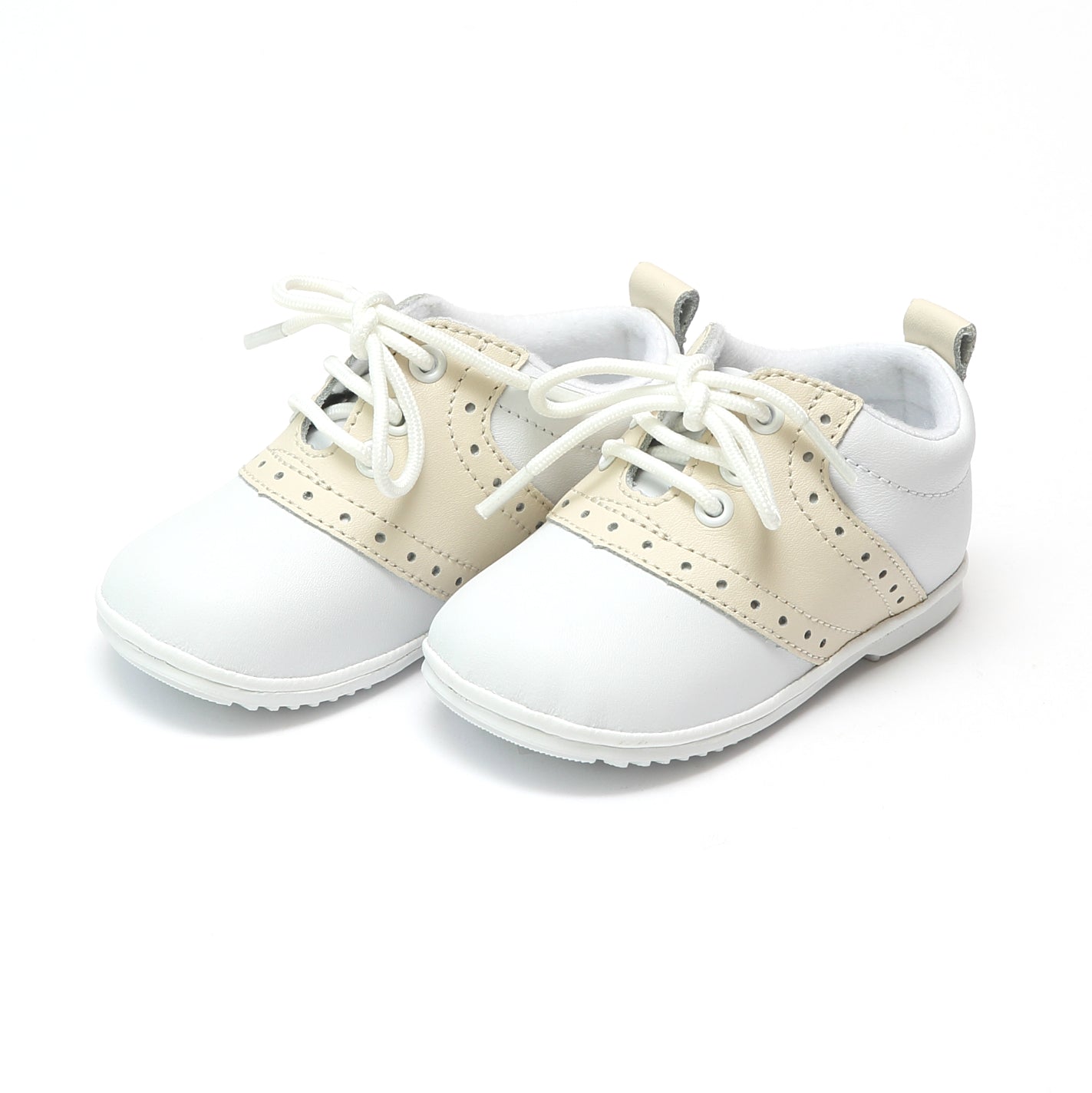 Beige Leather Saddle Oxford Shoe (Baby 