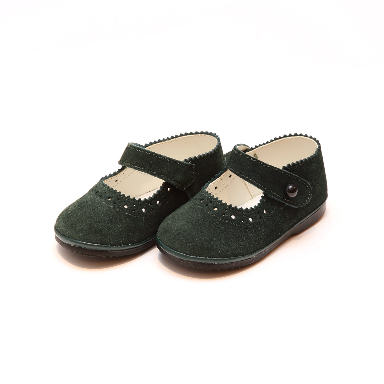 Paula Perforated Green Suede Mary Jane 