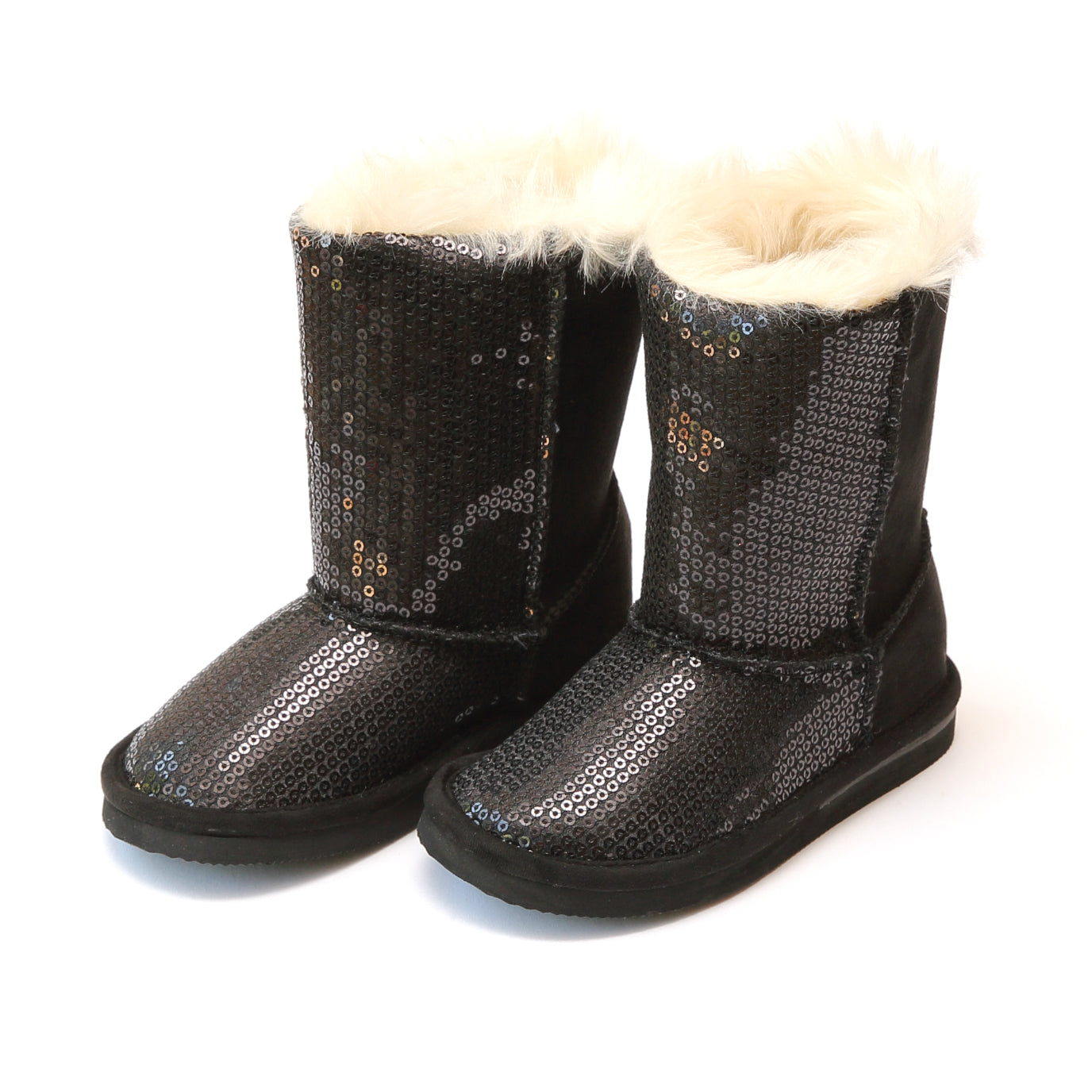 girls black sequin boots