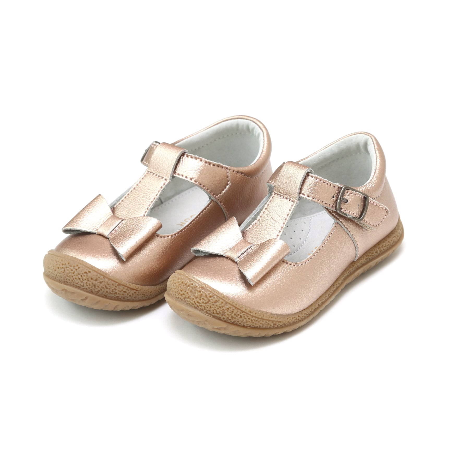 L'Amour Girls Shimmer Bow T-Strap Mary 