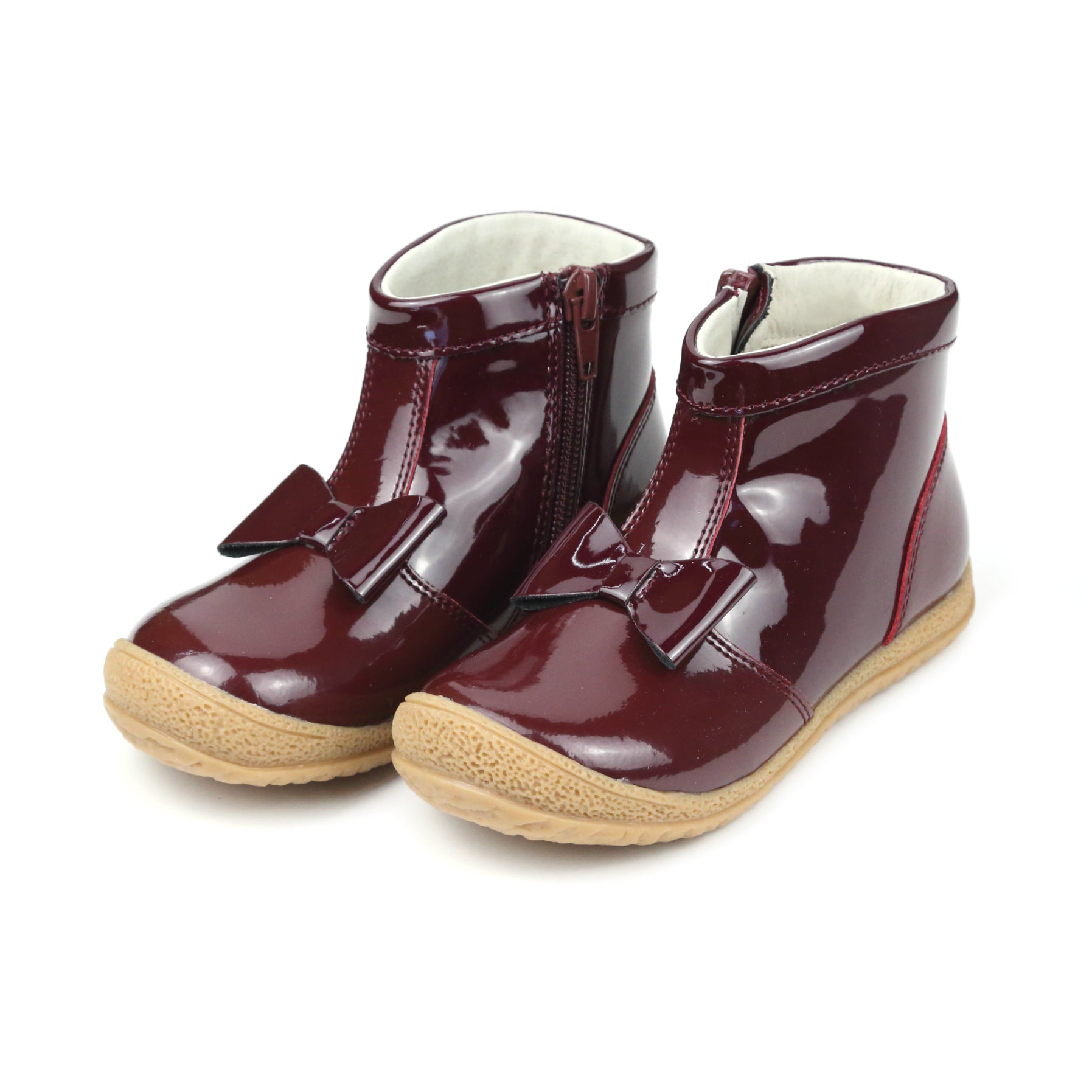 girls burgundy patent boots