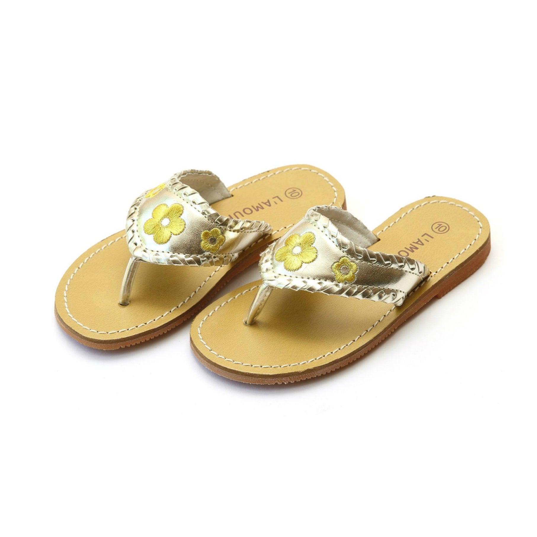 girls gold flip flops