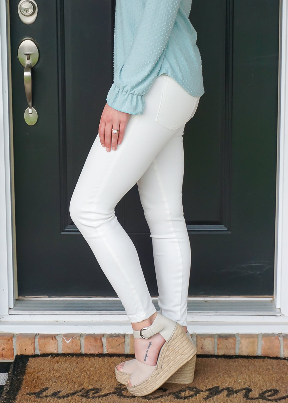 white ankle length jeggings