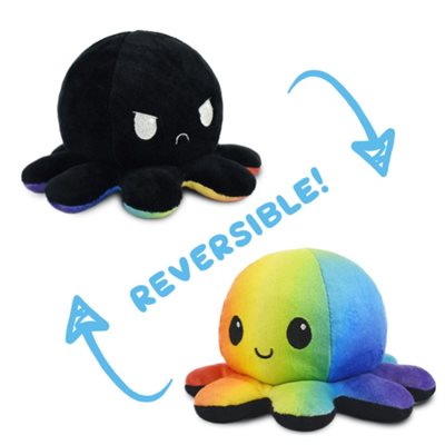 TeeTurtle Reversible Octopus Plushie - Rainbow/Black-Mountain Baby