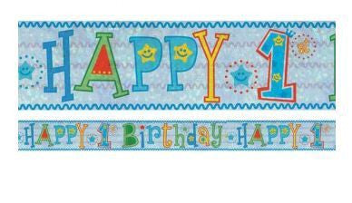 Happy 1st Birthday Foil Banner Boy Balloons Etc