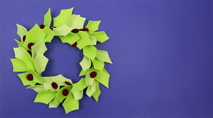 Winter Holly Leaf Felt Wreath