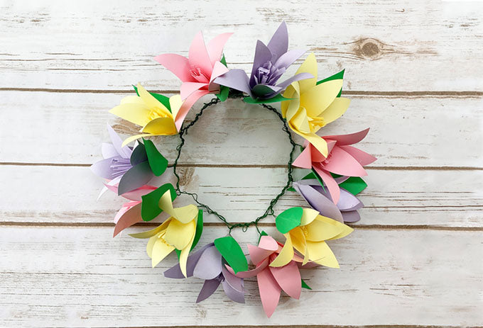 a paper flower wreath